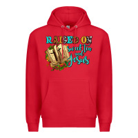 Red raised on sweet tea and jesus Premium Hoodie - AdoDesignShop