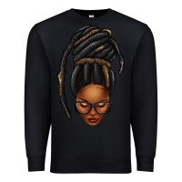 Black afro woman faux jumbo locs Premium Sweatshirt - texasbilliewilder