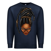 Navy afro woman faux jumbo locs Premium Sweatshirt - texasbilliewilder
