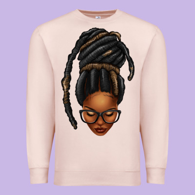 Afro Woman Faux Jumbo Locs Premium Sweatshirt Designed By Texasbilliewilder