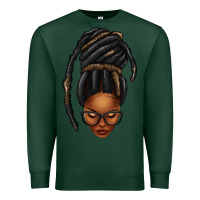 Sports Green afro woman faux jumbo locs Premium Sweatshirt - texasbilliewilder