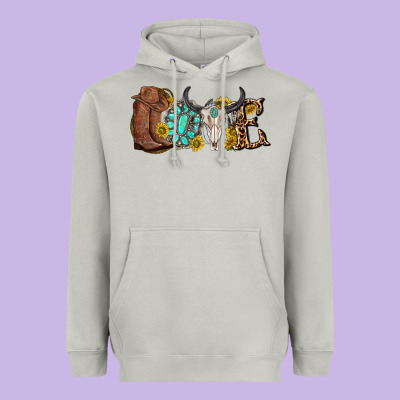 Western Love Bull Skull With Gemstone And Sunflowe Heavyweight Hoodie Designed By Texasbilliewilder