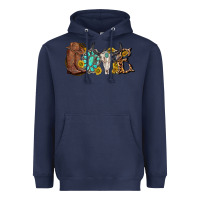 Navy western love bull skull with gemstone and sunflowe Heavyweight Hoodie - texasbilliewilder