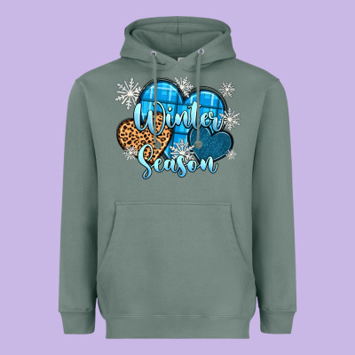 Snow Hearts Winter Season Heavyweight Hoodie Designed By Zillion Design Studio