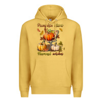 Antique Gold pumpkin kisses harvest wishes Premium Hoodie - BundleAndBundleShop