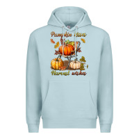 Blue Mist pumpkin kisses harvest wishes Premium Hoodie - BundleAndBundleShop