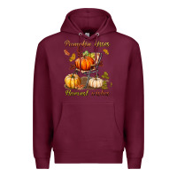 Burgundy pumpkin kisses harvest wishes Premium Hoodie - BundleAndBundleShop