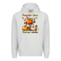 Dove Grey pumpkin kisses harvest wishes Premium Hoodie - BundleAndBundleShop