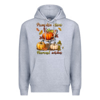 Heather Grey pumpkin kisses harvest wishes Premium Hoodie - BundleAndBundleShop