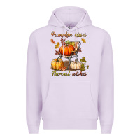 Lilac pumpkin kisses harvest wishes Premium Hoodie - BundleAndBundleShop