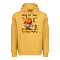 Mustard pumpkin kisses harvest wishes Premium Hoodie - BundleAndBundleShop