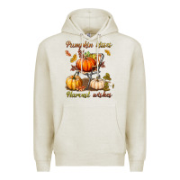 Oatmeal Heather pumpkin kisses harvest wishes Premium Hoodie - BundleAndBundleShop