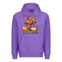 Purple pumpkin kisses harvest wishes Premium Hoodie - BundleAndBundleShop