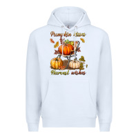 White pumpkin kisses harvest wishes Premium Hoodie - BundleAndBundleShop