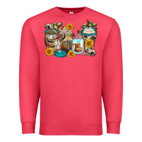 Cardinal bull skull coffee cups Premium Sweatshirt - Zillion Design Studio