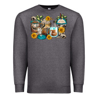 Charcoal Heather bull skull coffee cups Premium Sweatshirt - Zillion Design Studio