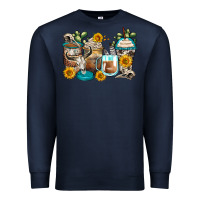 Navy bull skull coffee cups Premium Sweatshirt - Zillion Design Studio