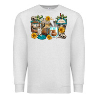 Oatmeal Heather bull skull coffee cups Premium Sweatshirt - Zillion Design Studio