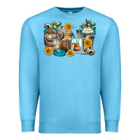 Ocean Blue bull skull coffee cups Premium Sweatshirt - Zillion Design Studio