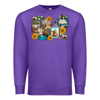 Purple bull skull coffee cups Premium Sweatshirt - Zillion Design Studio