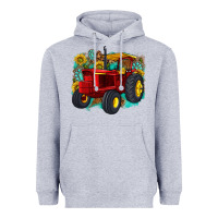 Heather Grey western tractor Heavyweight Hoodie - texasbilliewilder