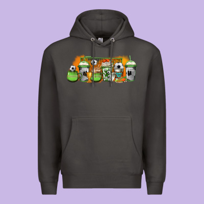 Soccer Coffee Cups Premium Hoodie Designed By Jasminsmagicworld