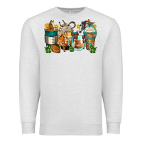 Oatmeal Heather horses coffee cups Premium Sweatshirt - Zillion Design Studio