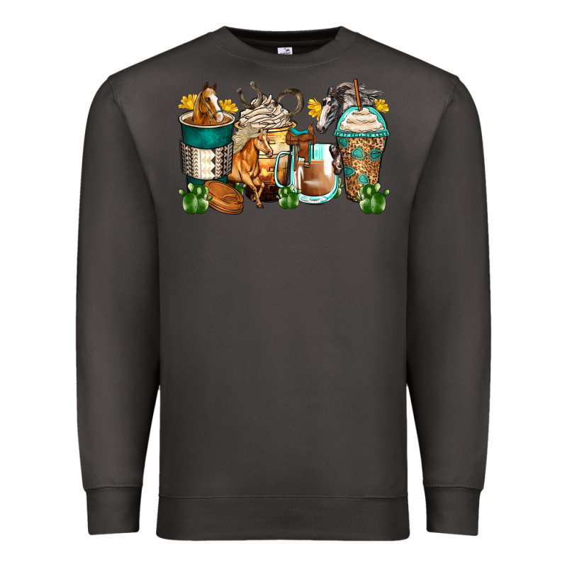 Horses Coffee Cups Premium Sweatshirt by Zillion Design Studio | Teevron