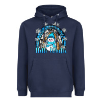 Navy hello winter rainbow Heavyweight Hoodie - Zillion Design Studio