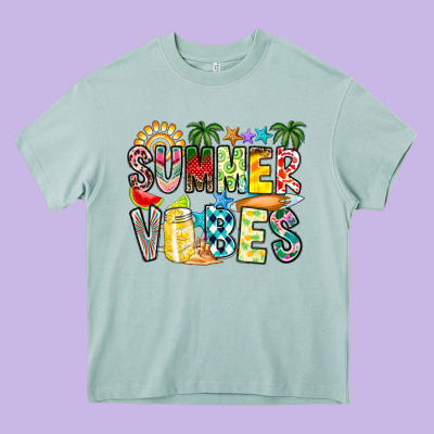 Summer Vibes Heavy Core Tee Designed By Cowhidedigitalart