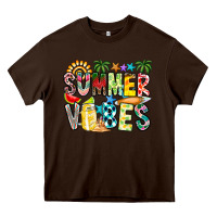 Chocolate Brown Summer Vibes Heavy Core Tee - CowhideDigitalArt