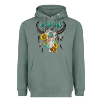 Sage wild soul boho bull skull Heavyweight Hoodie - texasbilliewilder