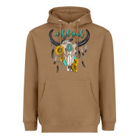 Toasted Coconut wild soul boho bull skull Heavyweight Hoodie - texasbilliewilder