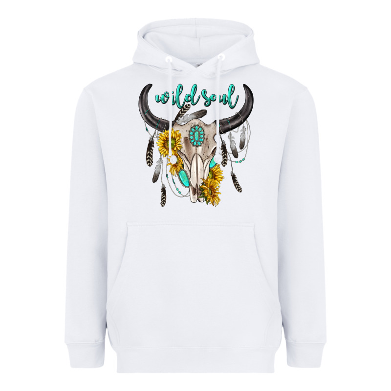 Wild Soul Boho Bull Skull Heavyweight Hoodie by texasbilliewilder | Teevron