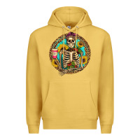 Antique Gold western skeleton coffee sunflowers Premium Hoodie - Artiststas