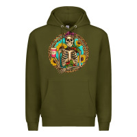 Army Green western skeleton coffee sunflowers Premium Hoodie - Artiststas