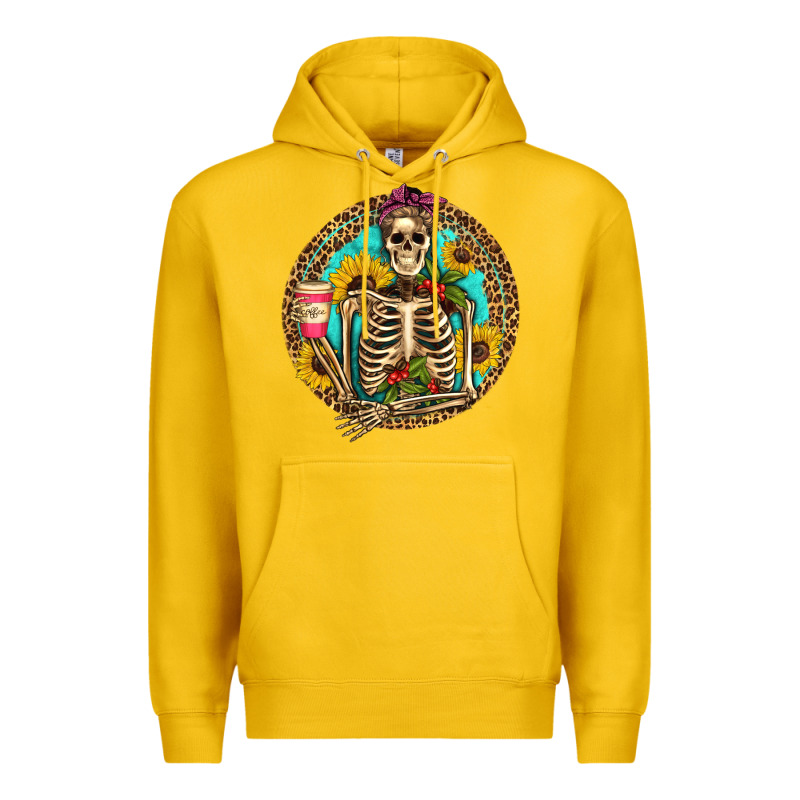 Western Skeleton Coffee Sunflowers Premium Hoodie by Artiststas | Teevron