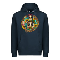 Navy western skeleton coffee sunflowers Premium Hoodie - Artiststas