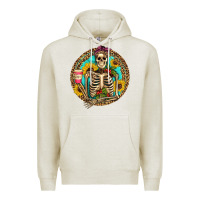 Oatmeal Heather western skeleton coffee sunflowers Premium Hoodie - Artiststas