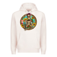 Pale Pink western skeleton coffee sunflowers Premium Hoodie - Artiststas