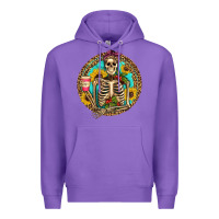 Purple western skeleton coffee sunflowers Premium Hoodie - Artiststas
