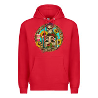 Red western skeleton coffee sunflowers Premium Hoodie - Artiststas
