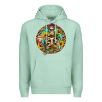 Seafoam western skeleton coffee sunflowers Premium Hoodie - Artiststas