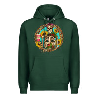 Sports Green western skeleton coffee sunflowers Premium Hoodie - Artiststas