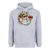Heather Grey santa with sunglasses christmas Heavyweight Hoodie - Zillion Design Studio