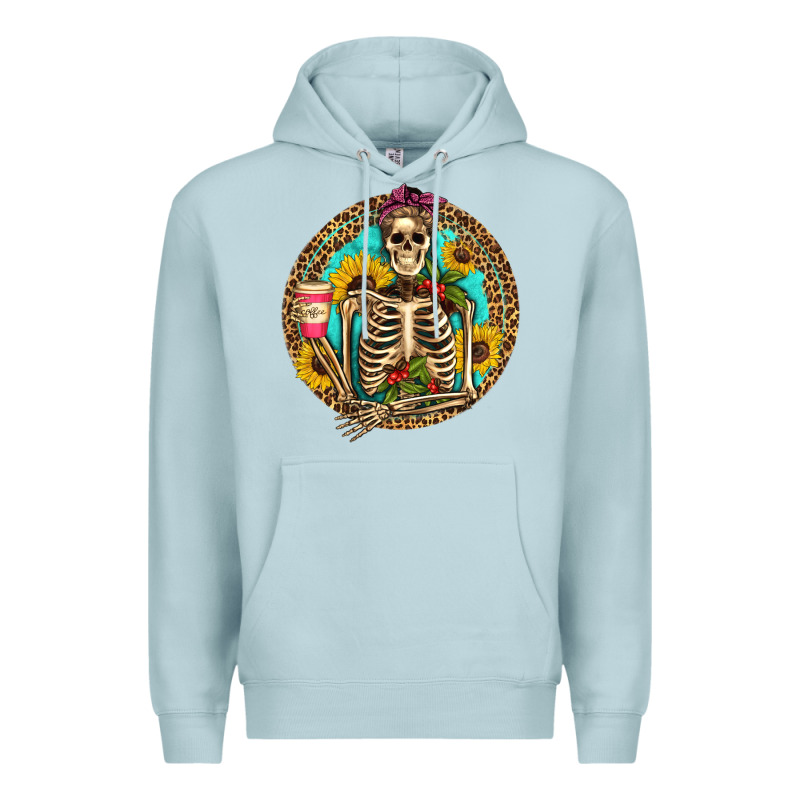 Western Skeleton Coffee Sunflowers Premium Hoodie by Artiststas | Teevron