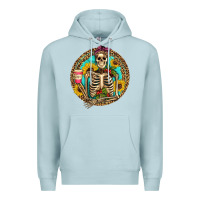 Blue Mist western skeleton coffee sunflowers Premium Hoodie - Artiststas