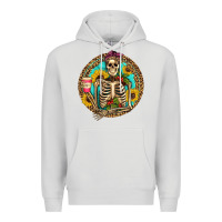Dove Grey western skeleton coffee sunflowers Premium Hoodie - Artiststas