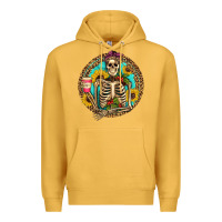 Mustard western skeleton coffee sunflowers Premium Hoodie - Artiststas