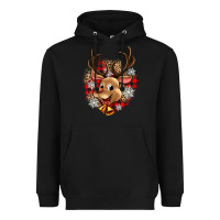 Black reindeer christmas Heavyweight Hoodie - Zillion Design Studio